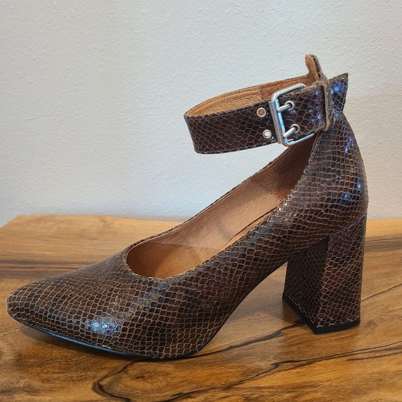Shoe the Bear Snakeskin Ankle Strap Heels - Picture 8 of 13